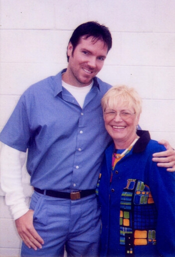 Doug and his mother at a prison visit.